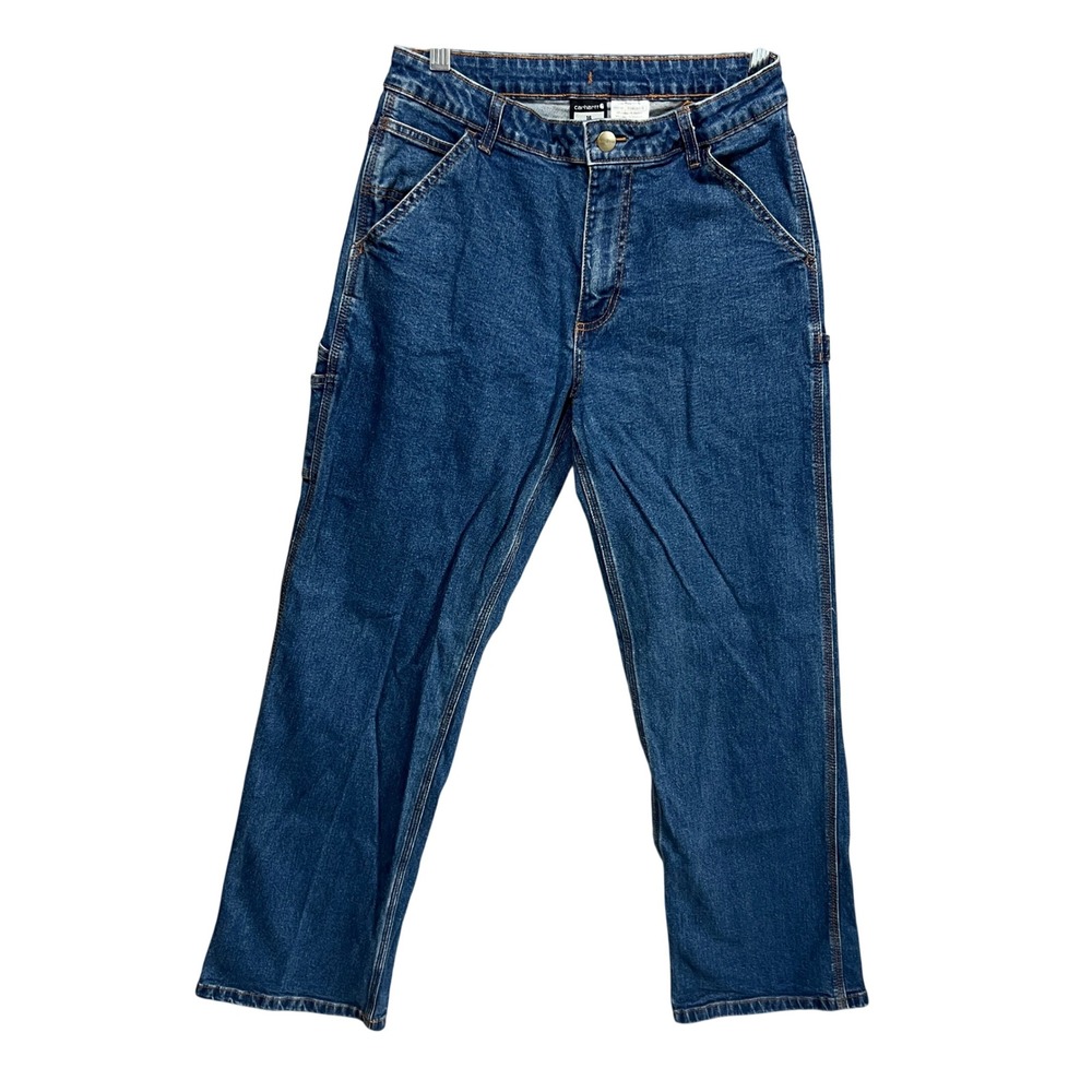 Carhartt Girls Carpenter Jeans Medium Wash Blue Denim Utility Pants Size 16